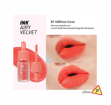 Peripera Ink Airy Velvet Lip Tint (09 100Point Coral)